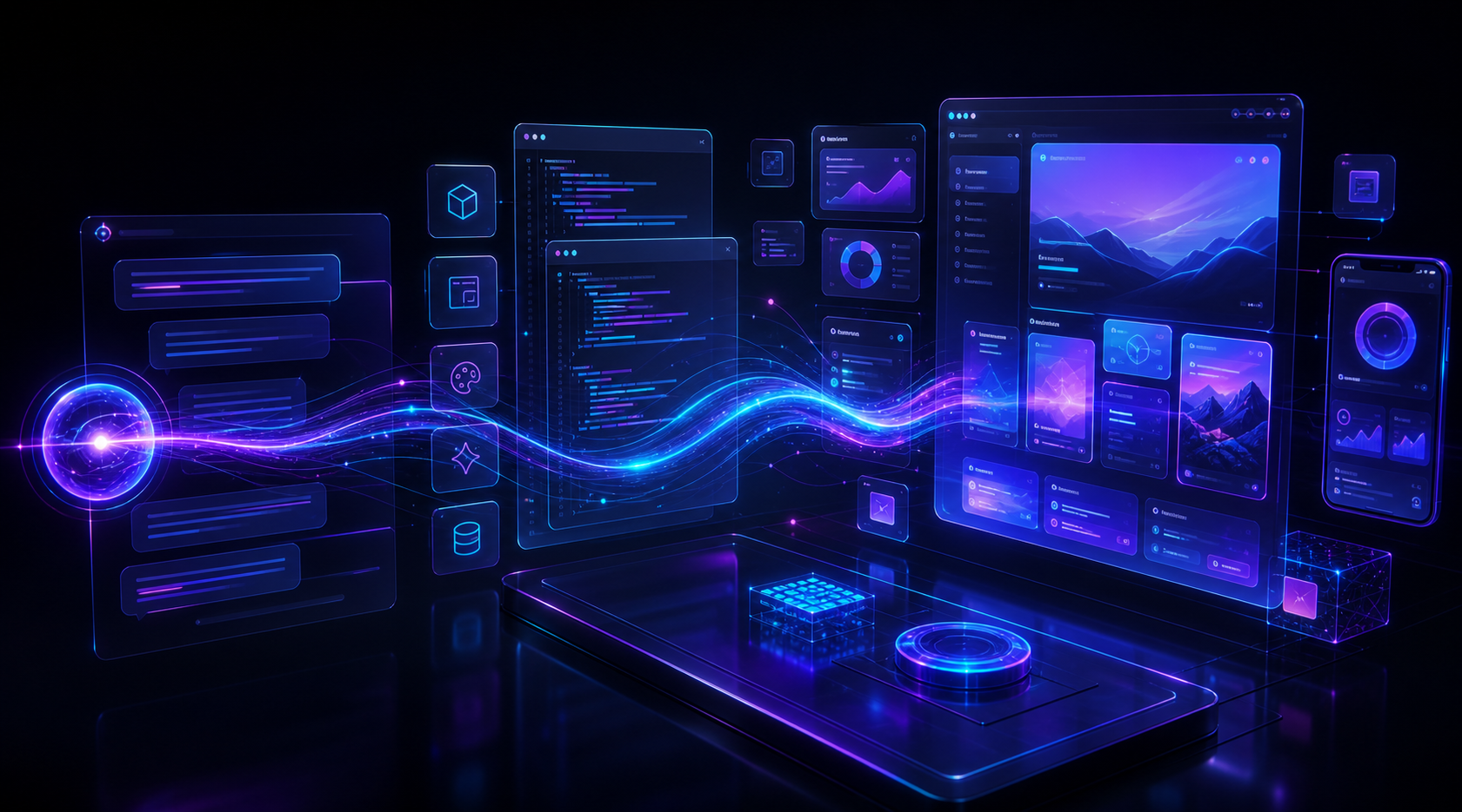 Custom synthetic AI visual for Vibe Code prototyping